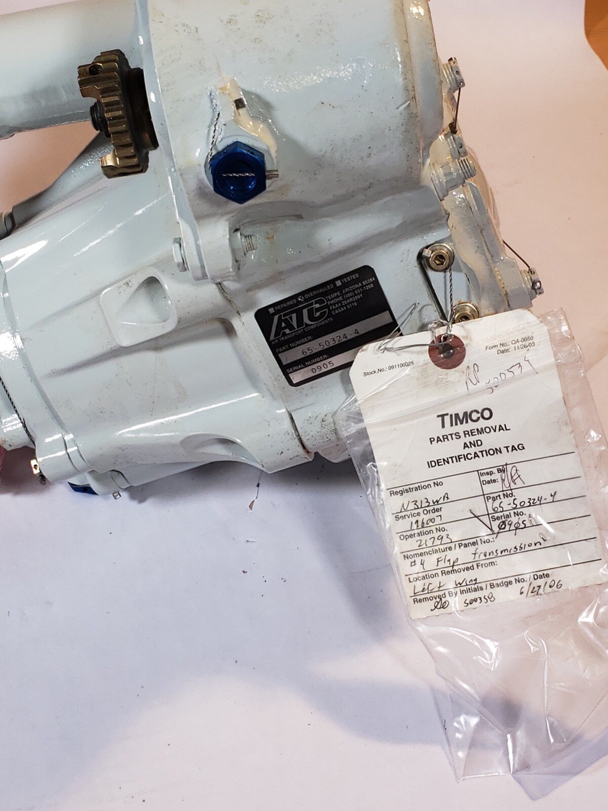 Boeing ATC 65-50254-4 FLAP Transmission Assembly Aircraft overhauled in 2006