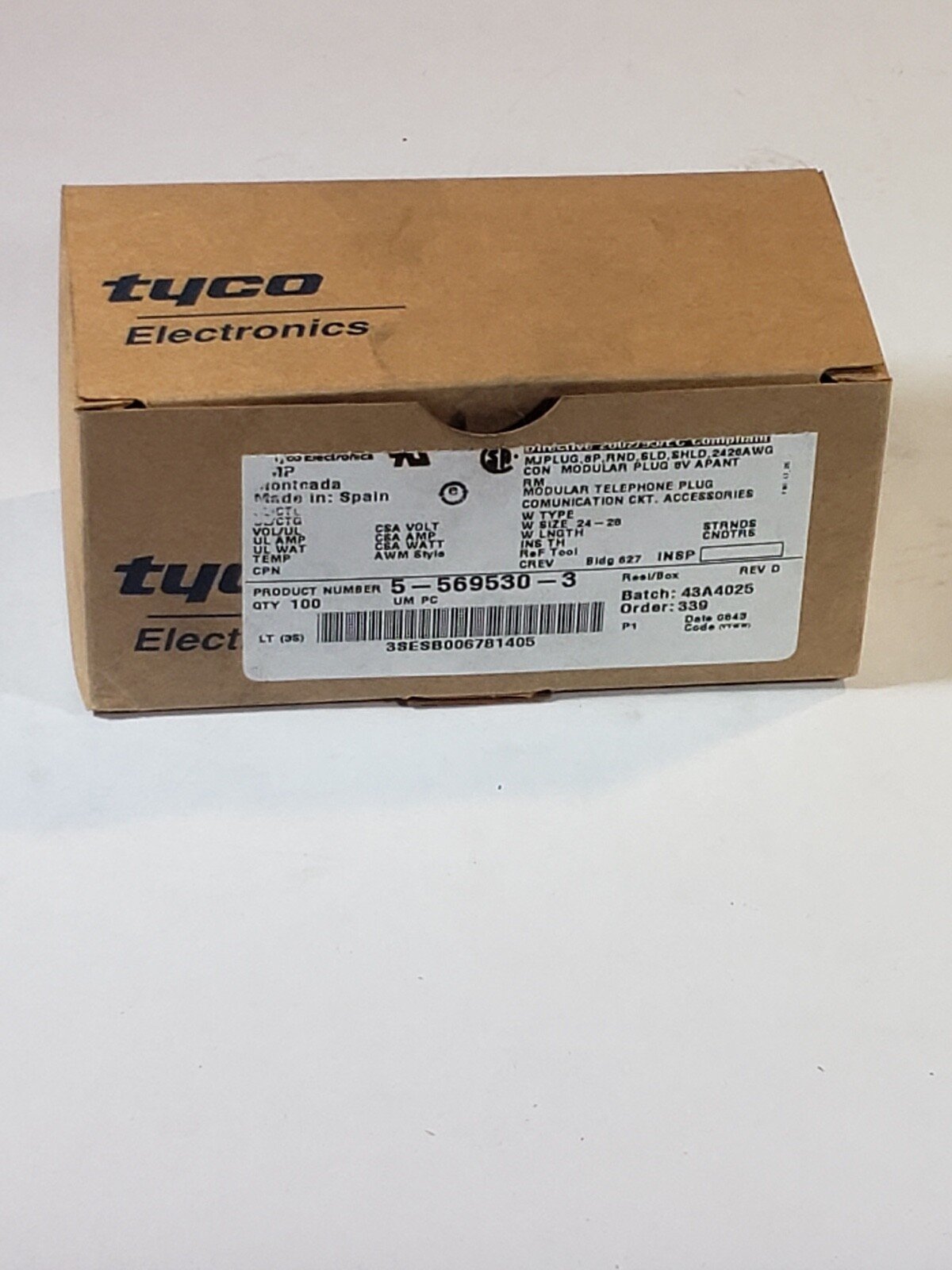 100X mj plug 8P RND SLD SHLD 242GAWG tyco electronics modular telephone plug