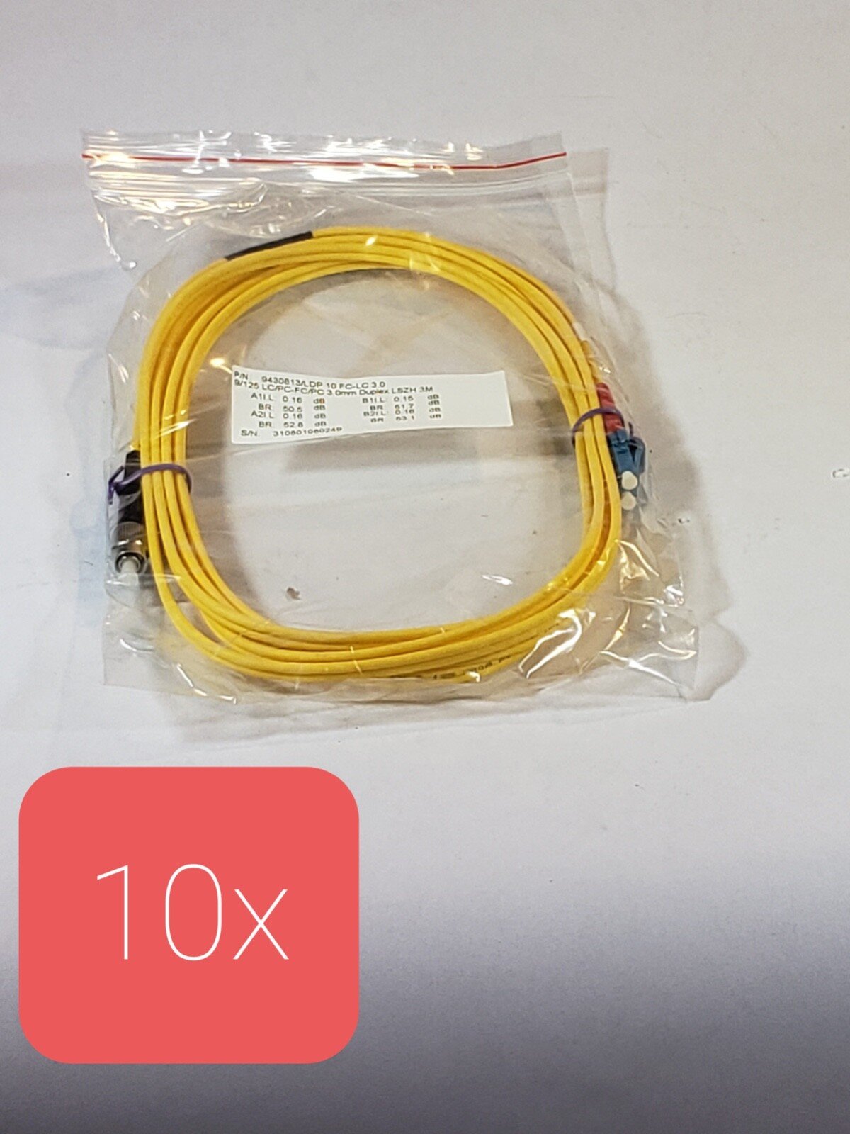 10X Jarretiere fiber optic 3MM 3M duplex 9/125 LC/PC - FC/PC DUPLEX LSZH