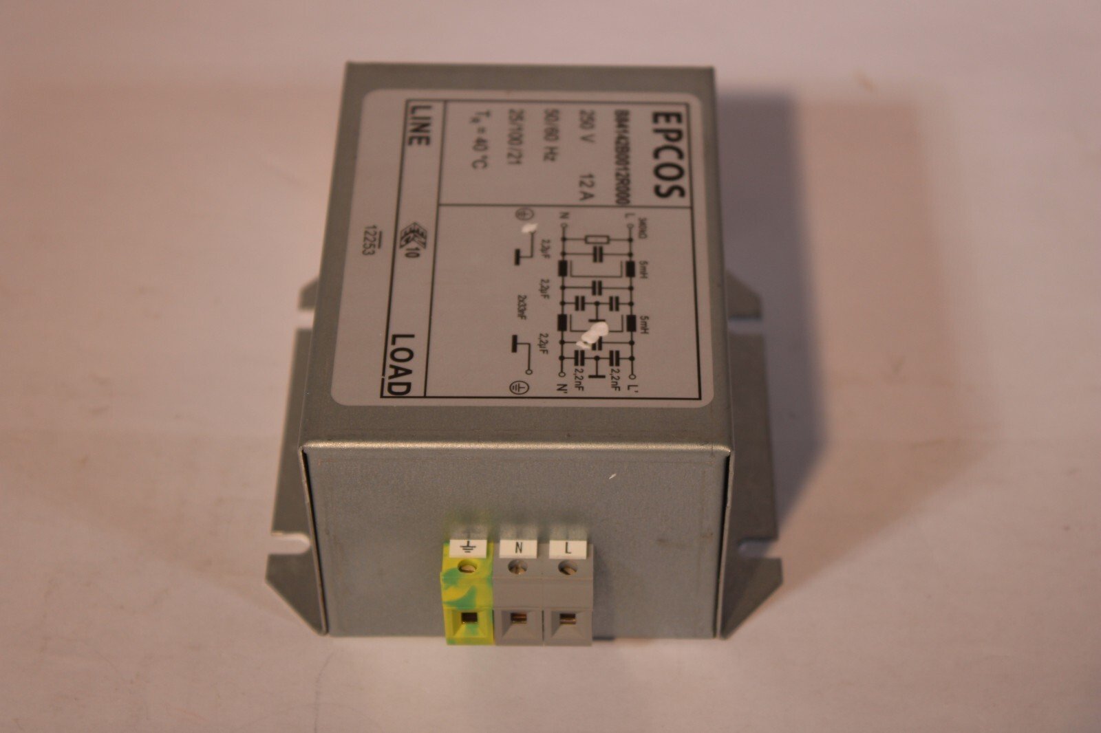Filtre de ligne de puissance Usage Général 250 V 12 A EPCOS B84142B0012R000 12D