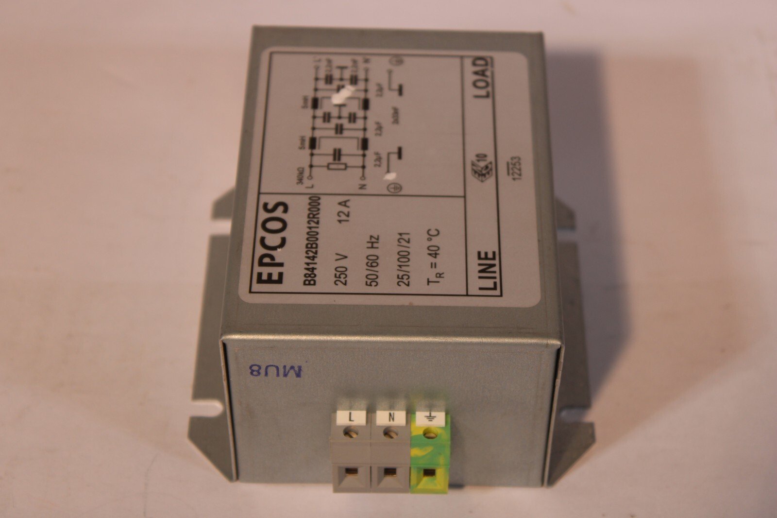 Filtre de ligne de puissance Usage Général 250 V 12 A EPCOS B84142B0012R000 12D