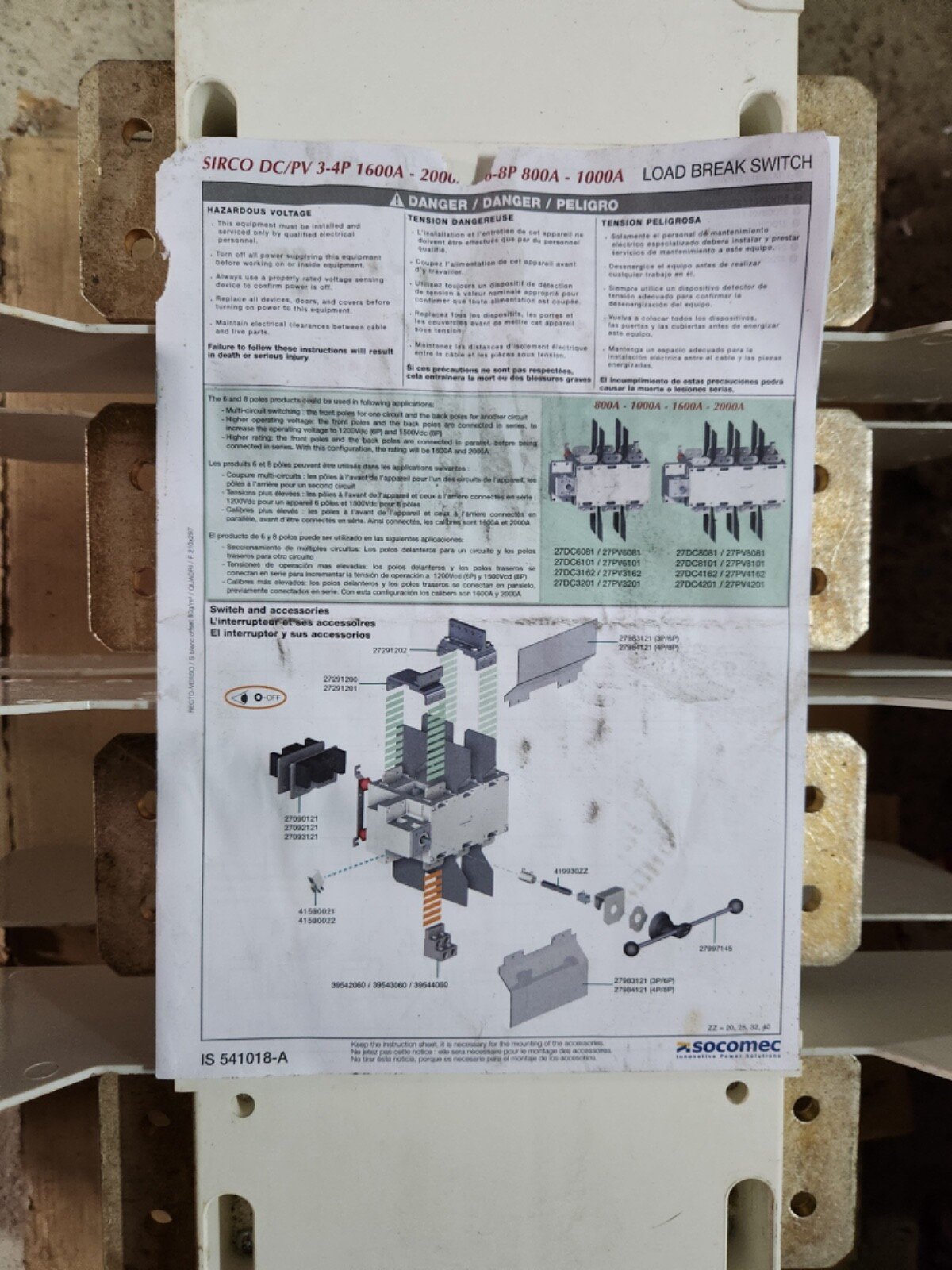 SOCOMEC SIRCO DC 2000A Disconnect Switch photovoltaic NEW 27DC4201